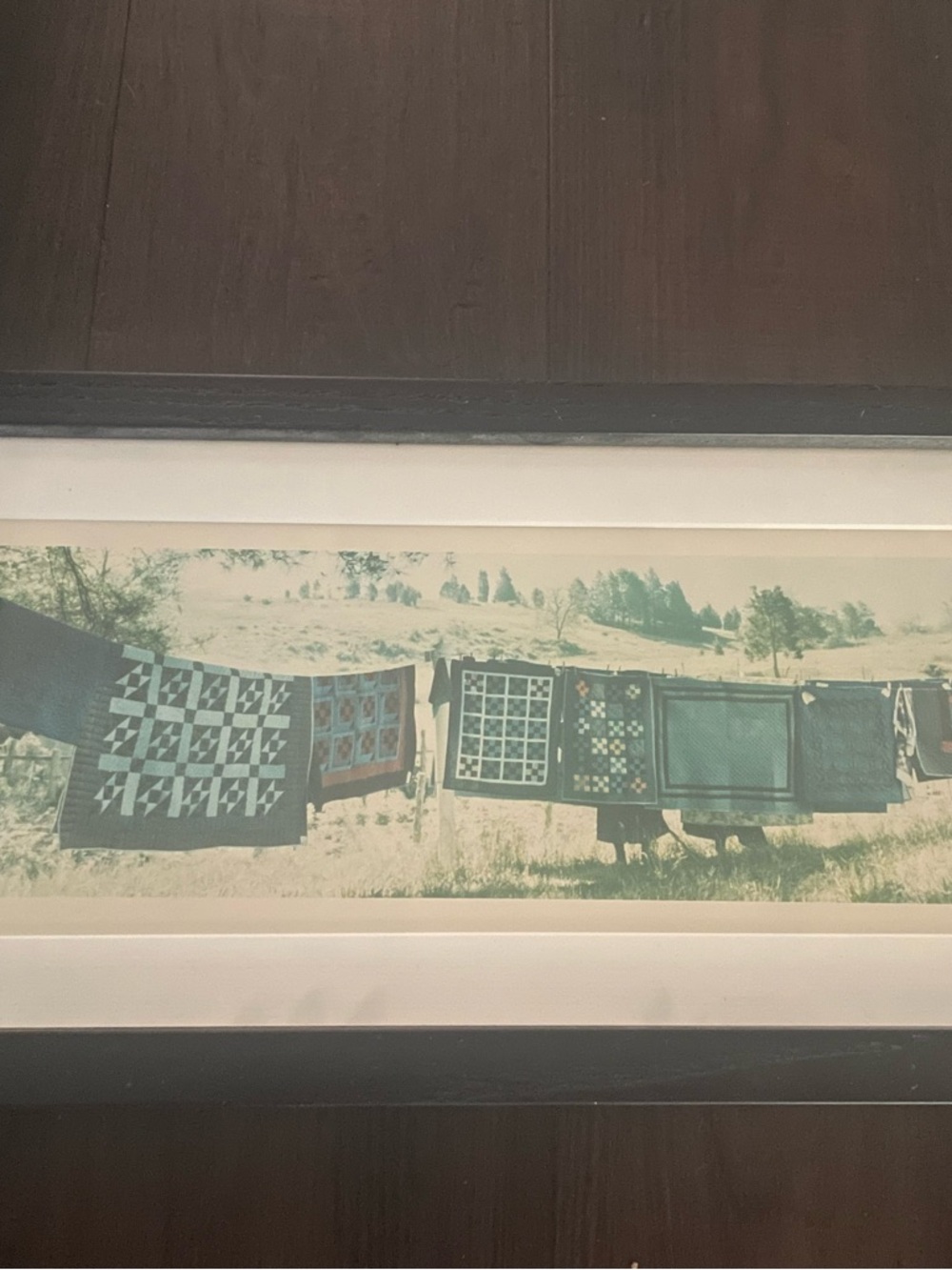 Vintage Framed Dick Brown Amish Quilts Art Print, Size 16” x 8” Framed